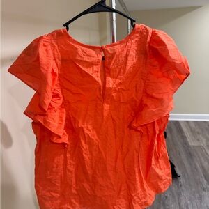 Orange Ruffle Sleeve Top